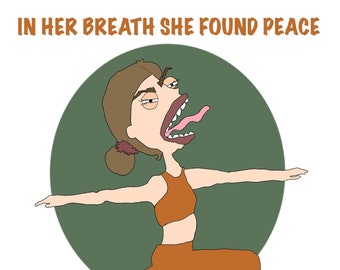 Affiche funny yoga girl 12x18, 18x24, 24x36, PDF