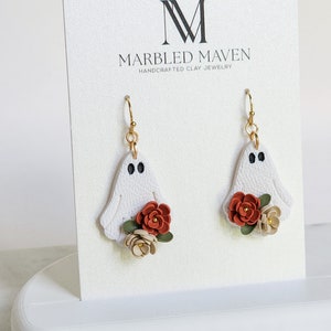 Funky Halloween Ghost Earrings-Handmade Polymer Clay Fall Earrings