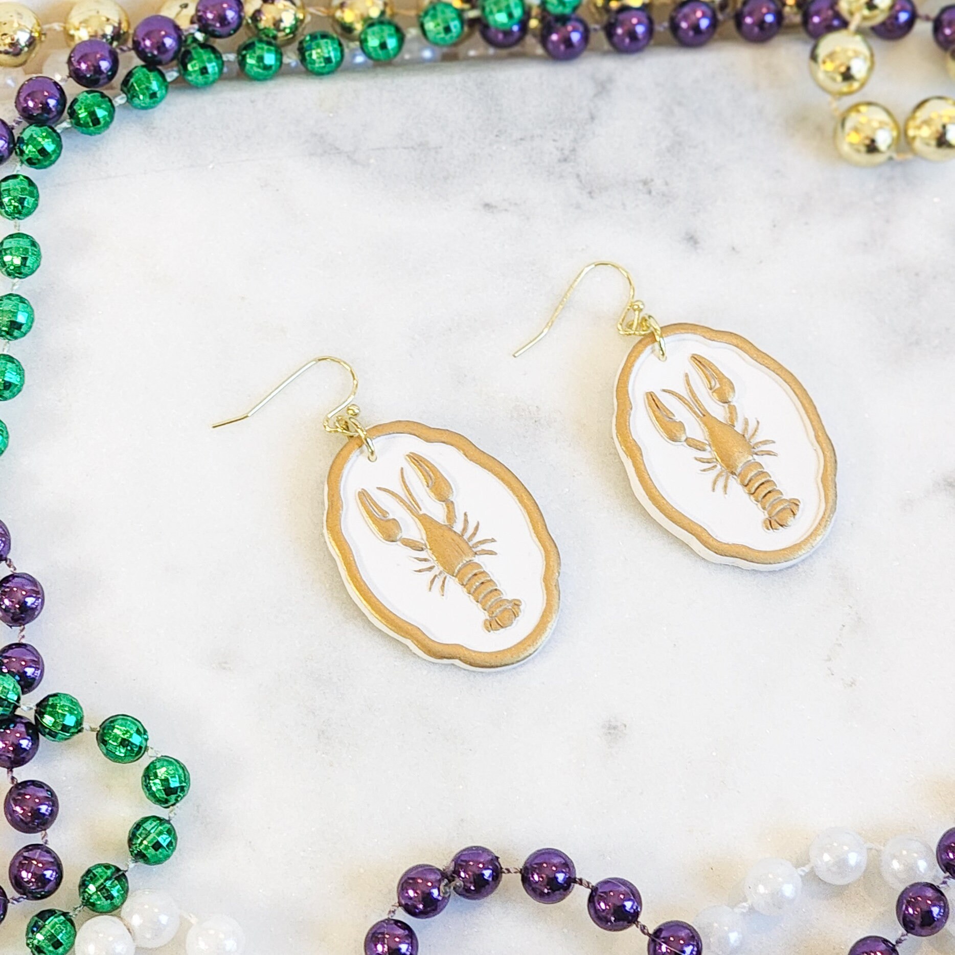 mardi gras clay earrings