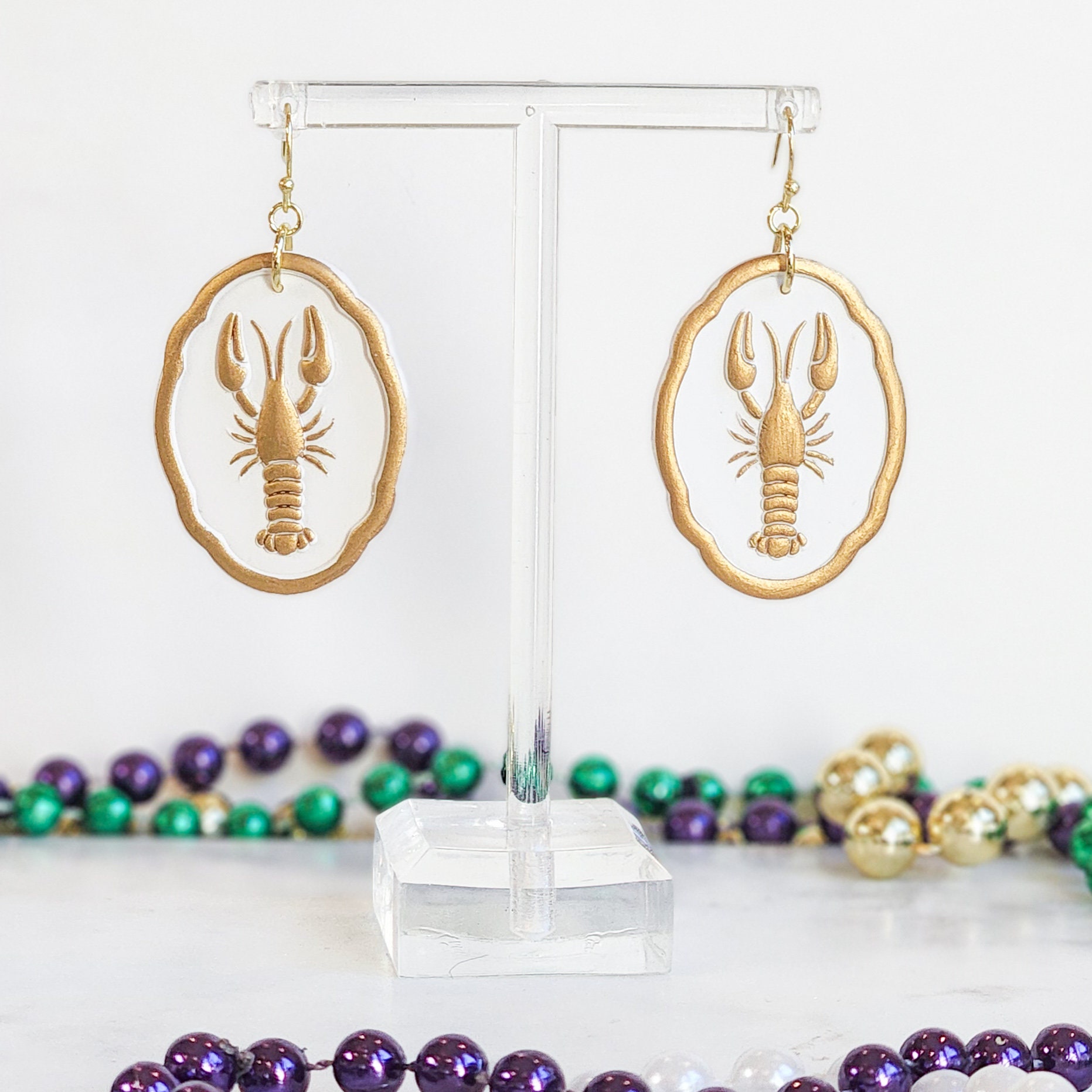 mardi gras clay earrings