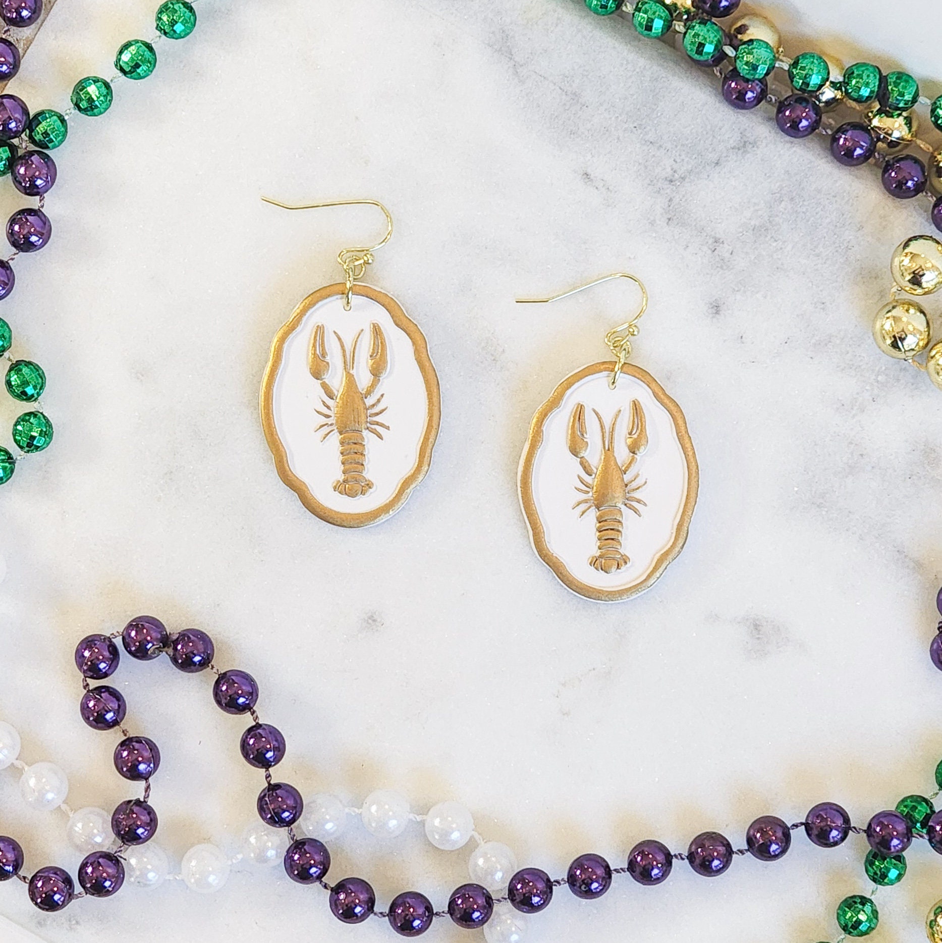 mardi gras crawfish earrings