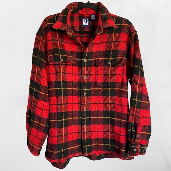 Vintage GAP 1990s Flannel Button Down Shirt - Large - Gem