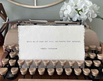 Write me of Hope | Sapphic Inspired Emily Dickinson Typewritten Poetry Wall Art Decor | Romantic Wlw |  Lesbian Bisexual Pansexual Gift |