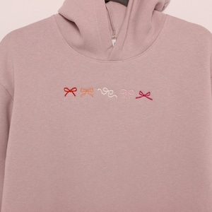 Lesbian Bows Hoodie | Subtle Lesbian Clothes | Lesbian Flag Bow Shirt | Lesbian Sweater | Cute Lesbian Pride Crewneck | Cottagecore Lesbian