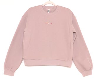 Embroidered Lesbian Pride Sweater | Dusty Pink Cotton Blend