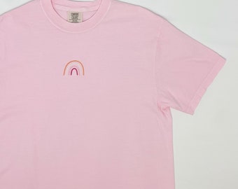 Lesbian Flag Colors Rainbow Comfort Colors Tee | Subtle Lesbian Shirt | Femme Lesbian Clothes | Lesbian Friend Girlfriend Gift