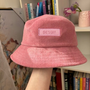She&#39;s Gay Bucket Hat | Lesbian Hat | Bisexual Hat | Pink Gay Hat | Cute Gay Girl Pride Bucket Hat | Femme Lesbian Hat | wlw hat | Cute Pride