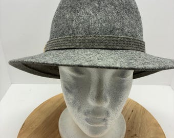 Gray Wool Felt Fedora Hat Size Large