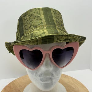 Upcycled Olive Green Brocade Bucket Hat XS (21”) | Tassel Detail | Ladybug Brocade Bucket Hat - Etsy main image 2