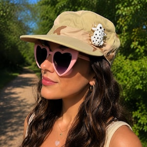 Nice Black Label Pink Brass khaki pink and Black Twill Military Cap Y2K adjustab Buy Pink Camo Patrol Cap - Adjustable at Army Surplus World main image 3