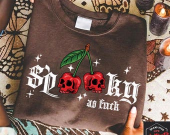 Spooky Cherries Skull PNG, Trendy T-Shirt Design (Digital Download)