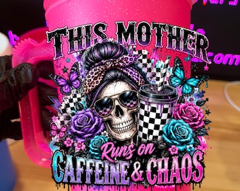 This Mother Runs on Caffeine & Chaos, Mug, Hip Sip