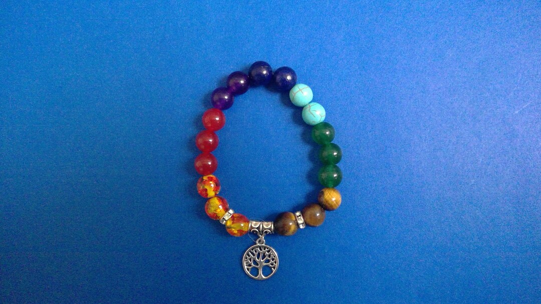 Chakra Braclet With Tree of Life Emblem - Etsy