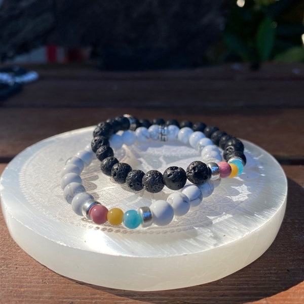 Pansexual Pride Bracelet - 6mm Handmade Crystal Beaded Bracelet