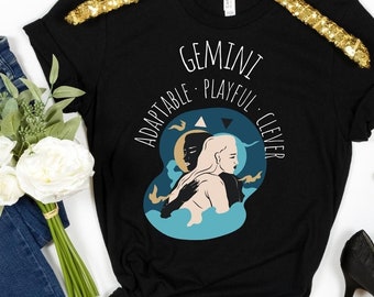 Gemini Zodiac Shirt, Gemini Horoscoop Tshirt, Gemini Astrologie Shirt, Verjaardagscadeau voor Gemini, Unisex Gemini Shirt, Verjaardagsshirt Gemini
