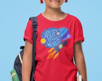 Camisa espacial para niños, camisa de ciencia para niños, camisa Rocket para niños, camisa de regreso a la escuela, camisa para niños genial, camiseta de manga corta juvenil, stem kids