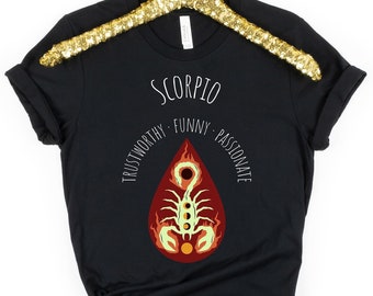 Camicia Scorpione Zodiaco, Maglia Oroscopo Scorpione, Camicia Astrologia Scorpione, Regalo di Compleanno per Scorpione, Camicia Scorpione Unisex, Camicia Compleanno