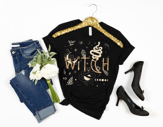 Cute Witch T-shirt, Magic Tarot, Phases of the Moon Shirt, Green Witch Tee, Astrology, Grunge Alternative Goth, Witch Aesthetic Clothes