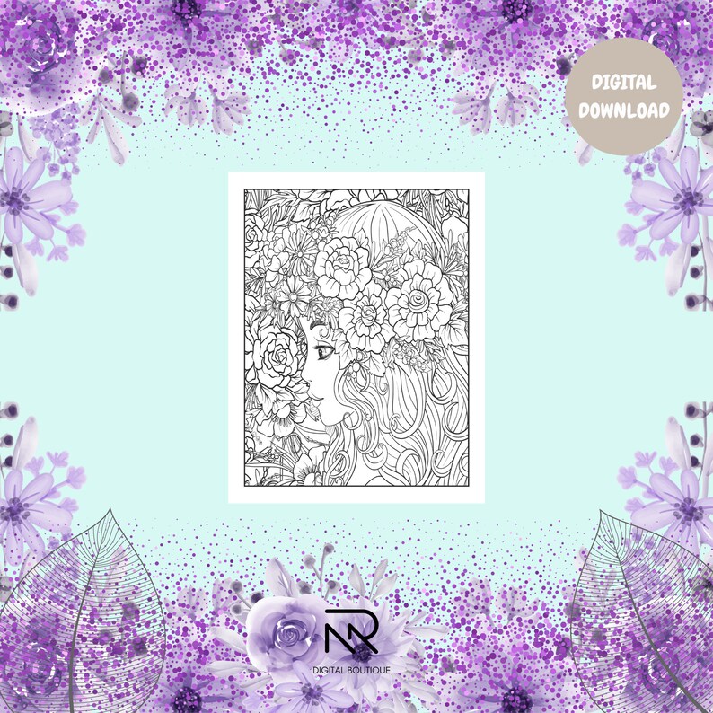 Flower Girl Coloring Pages for Adults 10 Printable Coloring Floral ...