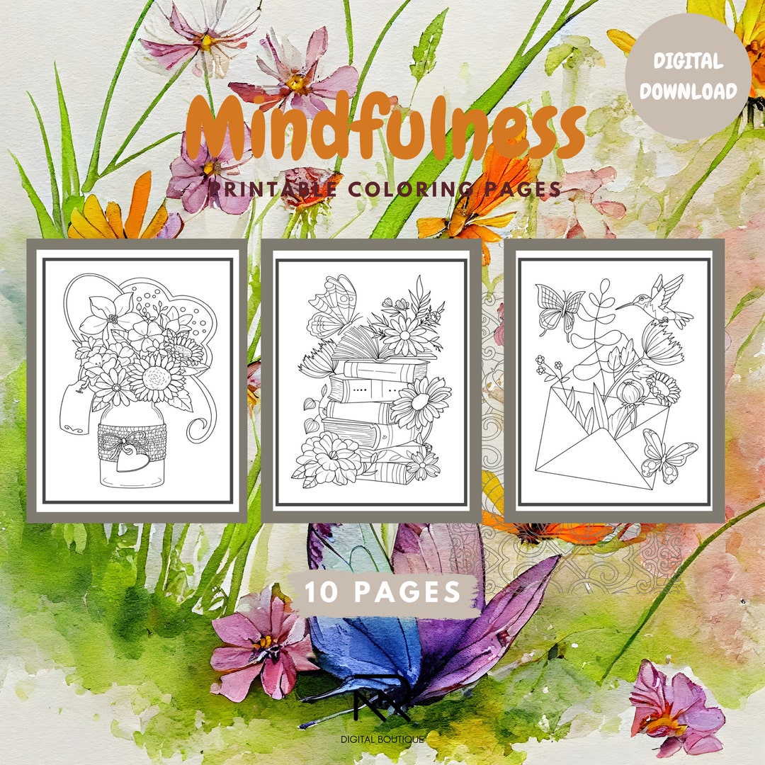 Mindfulness Digital Coloring Pages Printable Coloring Pages - Etsy