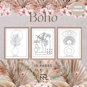 Boho Digital Coloring Pages | Printable Coloring Pages | Instant Download PDF | Grown-up Coloring Page | Coloring Pages for Adults