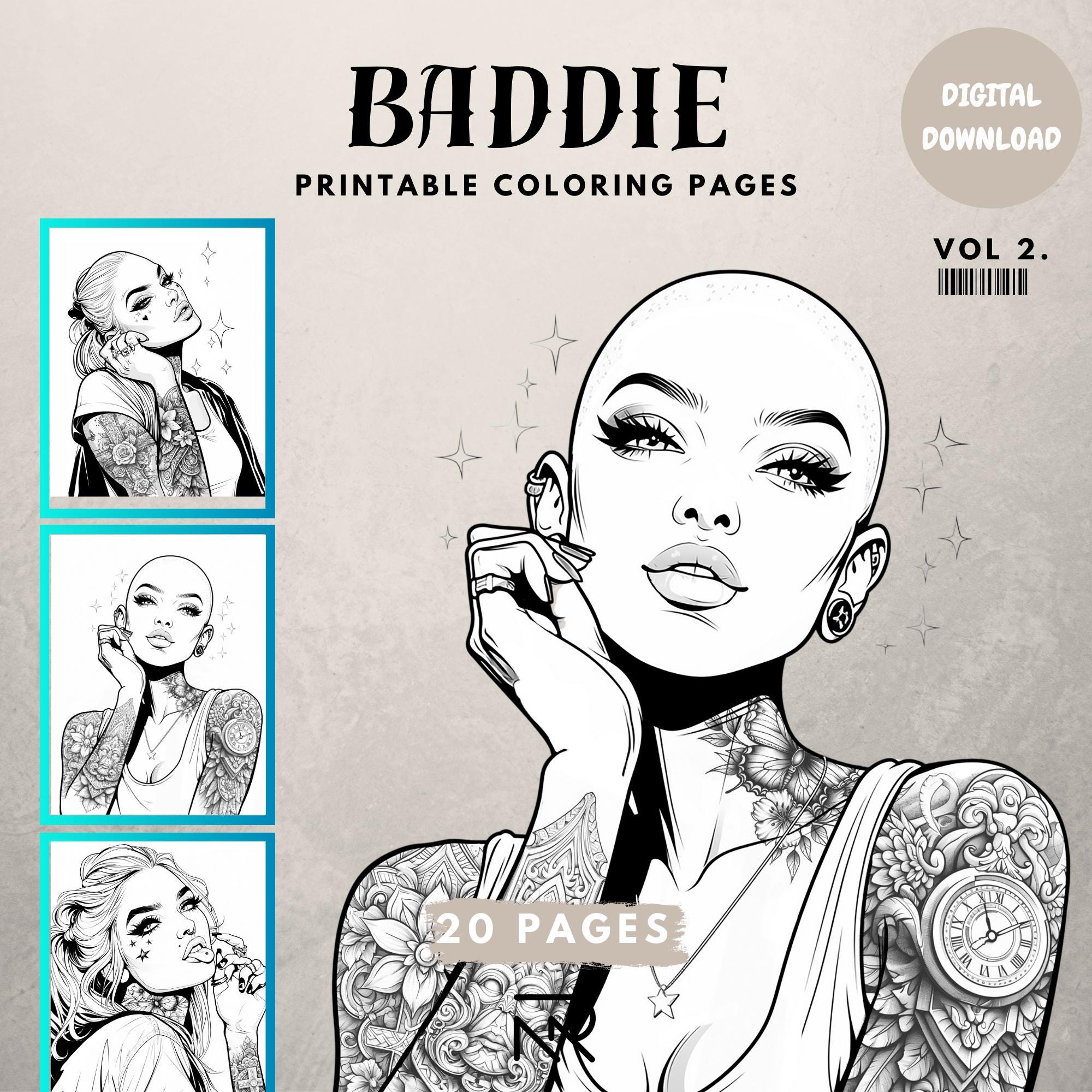 baddie vol 2 digital coloring pages printable coloring pages