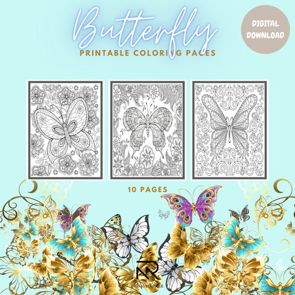 Butterfly Coloring Pages for Adults 10 Printable Coloring Butterfly Coloring Pages Instant Download PDF Printable adult coloring pages