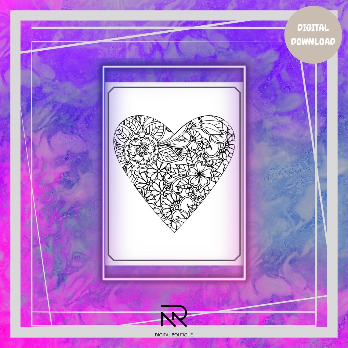 Mandalas Love Edition Digital Coloring Pages Printable - Etsy