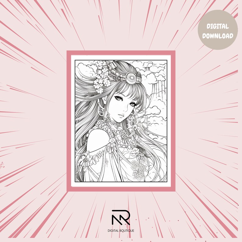 Anime Digital Coloring Pages Printable Coloring Pages Instant Download