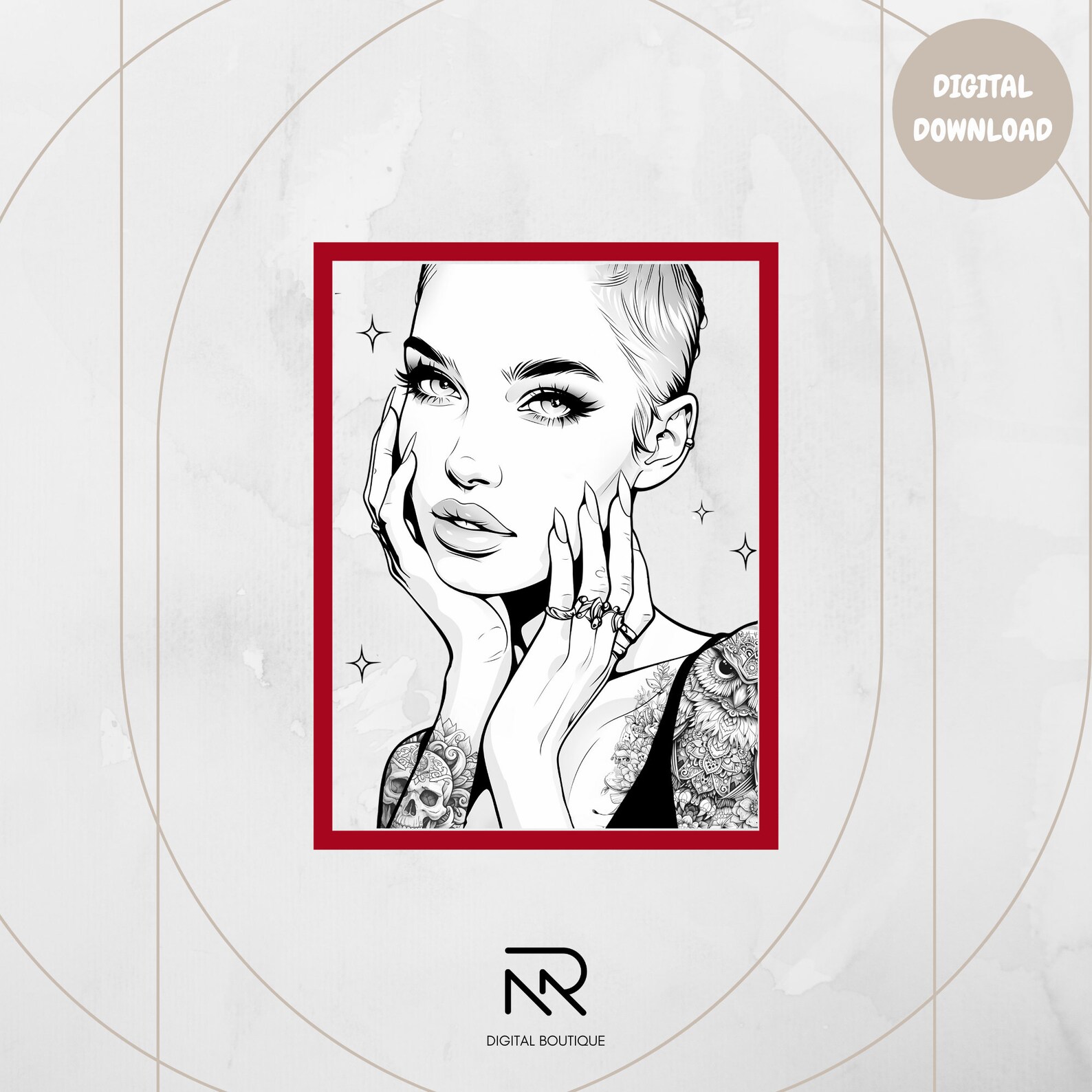 Baddie Digital Coloring Pages | Printable Coloring Pages | Instant