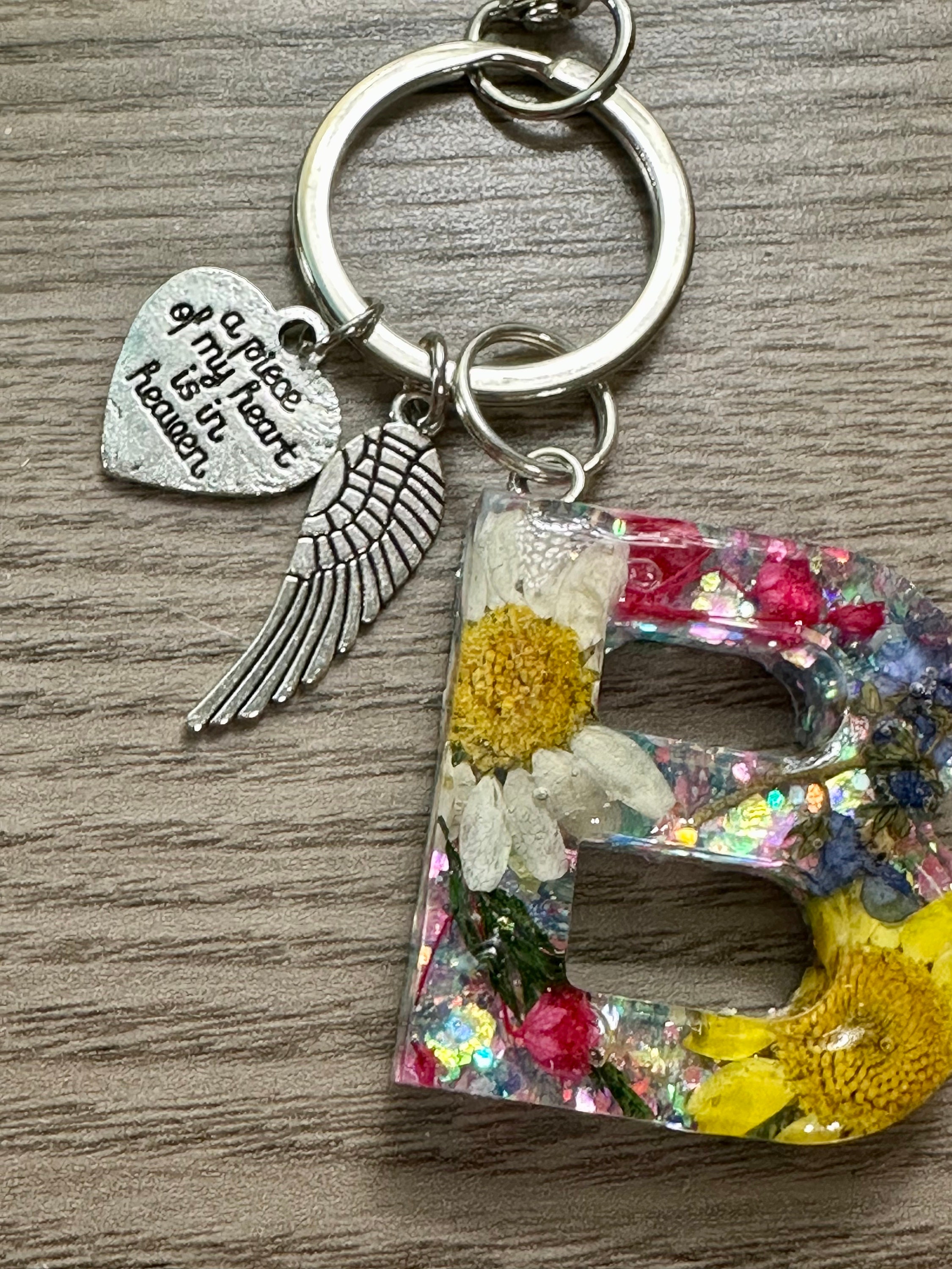 Custom Handmade Initial Letter Keychains With Flowers Shells Starfish ...