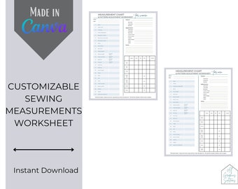 Customizable Sewing Measurements and Pattern Adjustment Worksheets