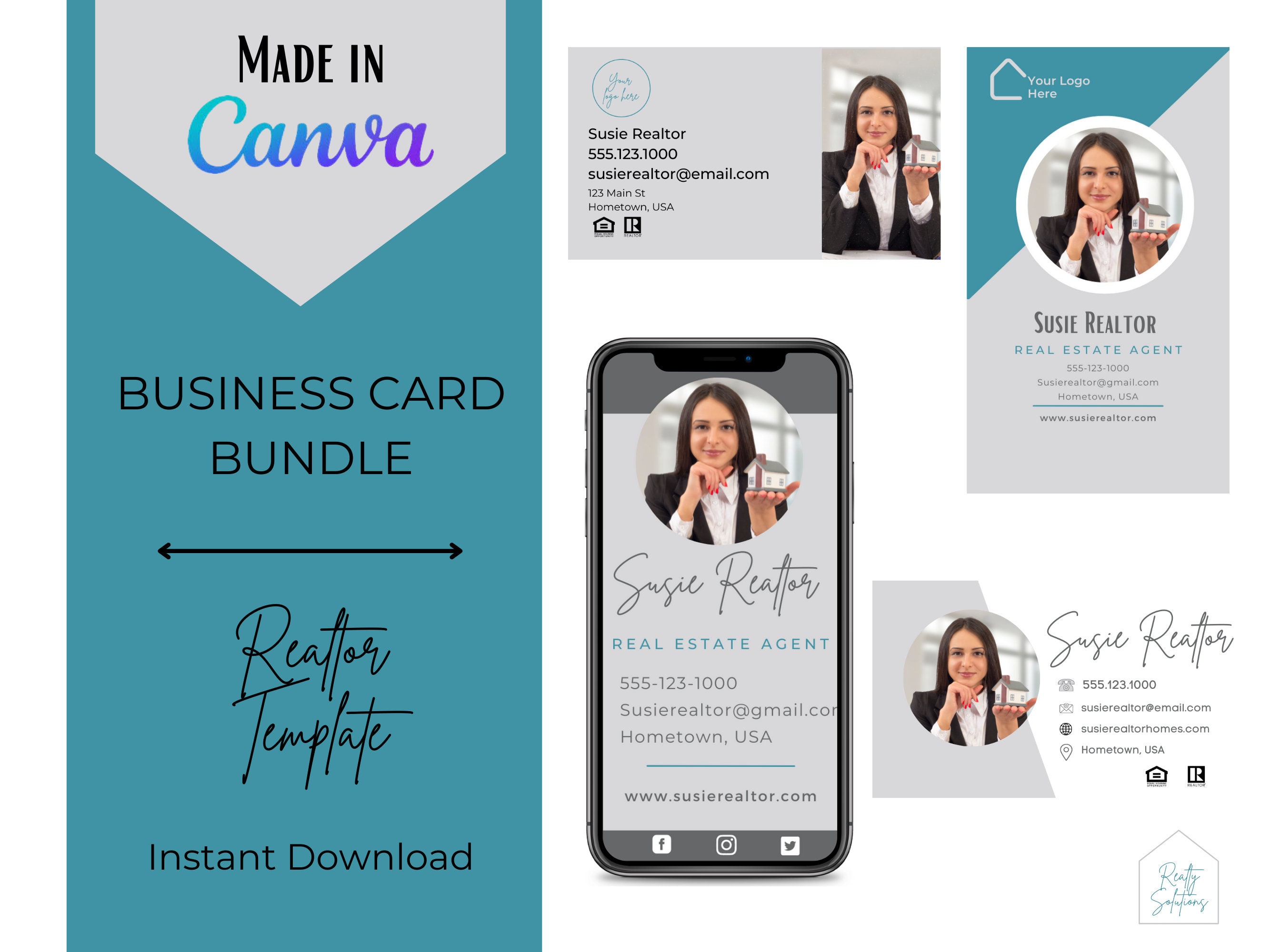 Business Card Bundle Templates for Real Estate Agents - Etsy