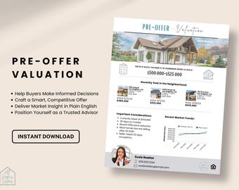 Real Estate CMA Template: Pre-Offer Valuation (Canva Digital Download)