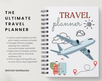 Ultimate Travel Planner · Customizable · Printable · World Traveler · Vacation · 15 day Itinerary · Dining, Accommodations, Transportation