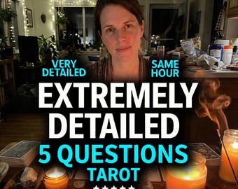 Lectura de tarot de 5 preguntas a la misma hora, lectura psíquica del amor y el trabajo, entrega instantánea con visión espiritual precisa.
