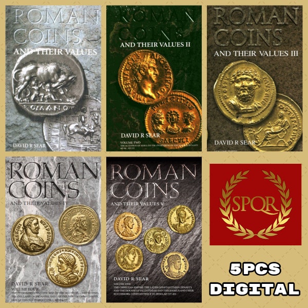 Roman Coins & Their Values 5PCS Digital Catalogs Books I.-V. 280 BC- AD 491