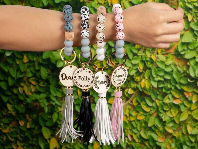 Personalized Bangle Keychain Wristlet Keychain Bangle Etsy