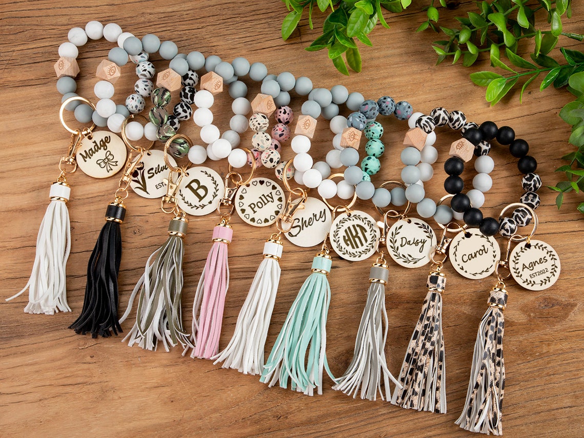 Personalized Bangle Keychain Wristlet Keychain Bangle Etsy