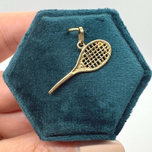 14k Yellow Gold Tennis Racquet Charm Pendant