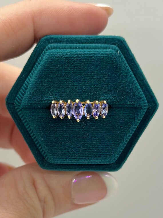 10k Yellow Gold Natural Marquise Tanzanite Ring, S