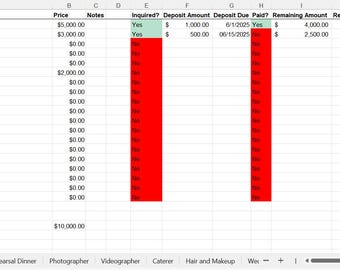 Ultimative Hochzeitsplaner Tabelle | Budget Tracker, Zahlungsplan & All-In-One Organizer
