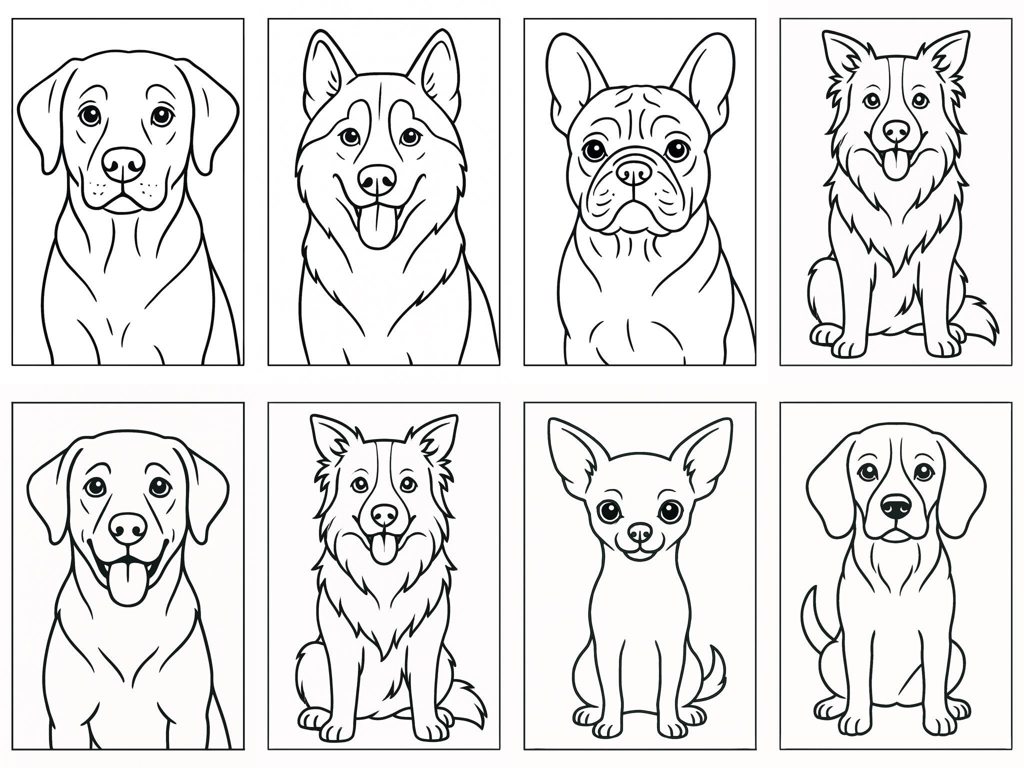 Dog Coloring Pages – Set of 8 Printable Sheets - Etsy
