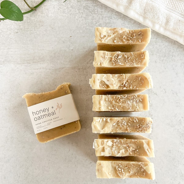 Oatmeal Honey Soap | Unscented Bar Soap | Olive Oil Soap | Sensitive Skin Soap | Cold Processed Soap | All-Natural Soap | Palm Free Soap