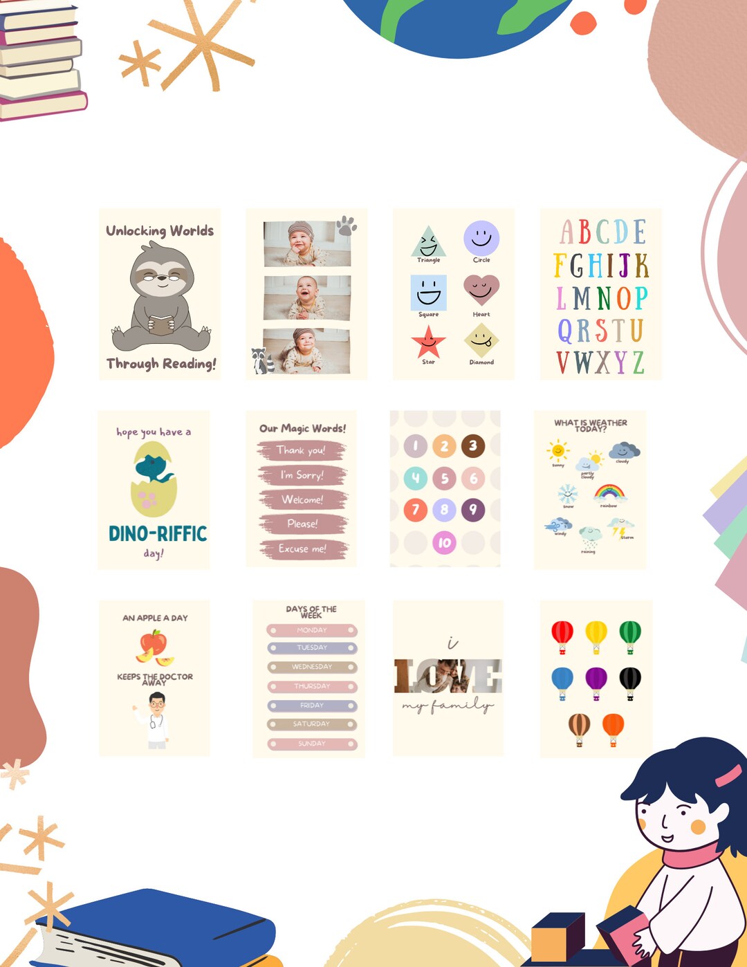 Set of 15 Children Education Posters Etsy