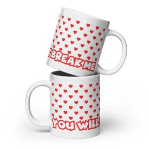 Dungeon Crawler Carl Inspired Glossy Mug - Underwear Hearts Pattern - You Will Not Break Me