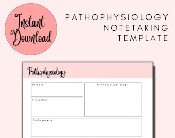 Pathophysiology Disease Template | Pathophysiology Note Taking Guide | Printable | Instant Download | PDF | Nursing School | Nursing Notes