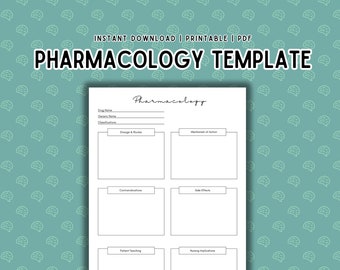Pharmacology Template: Nursing School Notes (Printable PDF)