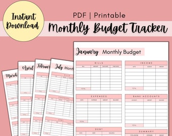 Monthly Budget Template Printable, Printable, Budget Binder, Budget Planner, Budget Template, US Letter