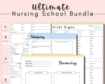 Nursing Note Taking Bundle, Student Nurse Notetaking, Nurse Report Sheets, Printable PDF, Digital, Instant Download
